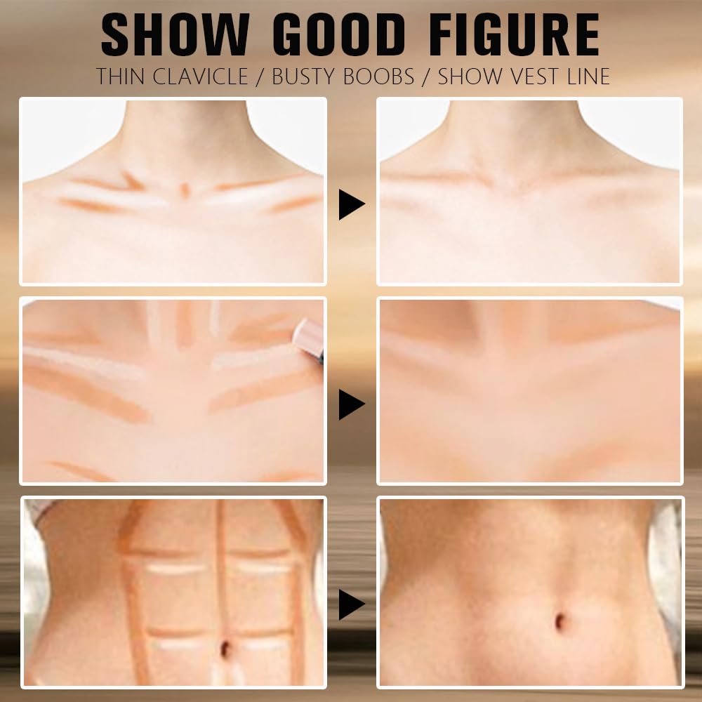 Dual-Ended 2-in-1 Cream Contour & Highlighter Stick – Waterproof, Long-Lasting for Face & Body Makeup, Suitable for All Skin Tones, 03#Darker Nude + Light Pink