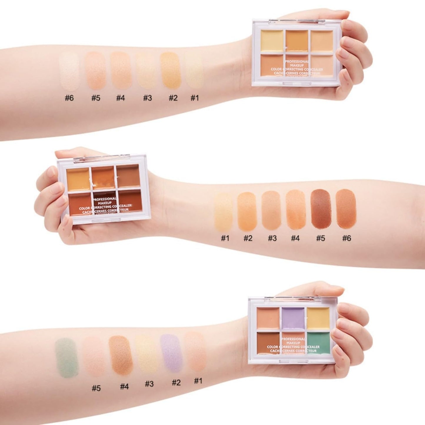 Color Correcting Concealer Palette 6 Colors Lightweight Smooth Correcting Contour Cream Makeup Palette (Color 01)