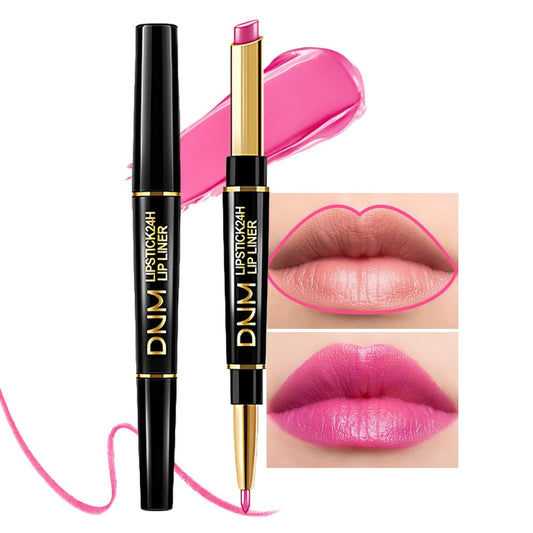 evpct 1Pcs Bright Cool Pink Shine Lip Liner and Lipstick Combo Set Kit for Women, Moisturizing Glossy Tinted Lip Stick Balm, Sheer Shine Juicy Finish, Lightweight Hydrating Formula Lip Care 44#