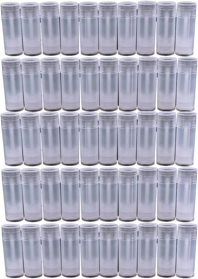50Pcs 5ml Translucent Lipstick Cosmetic Empty Lip Gloss Lipstick Containers,Cosmetic Containers Sale Lip Balm Tubes Empty Hot Transparent Plastic Refill Lip Balm Tube with Cap