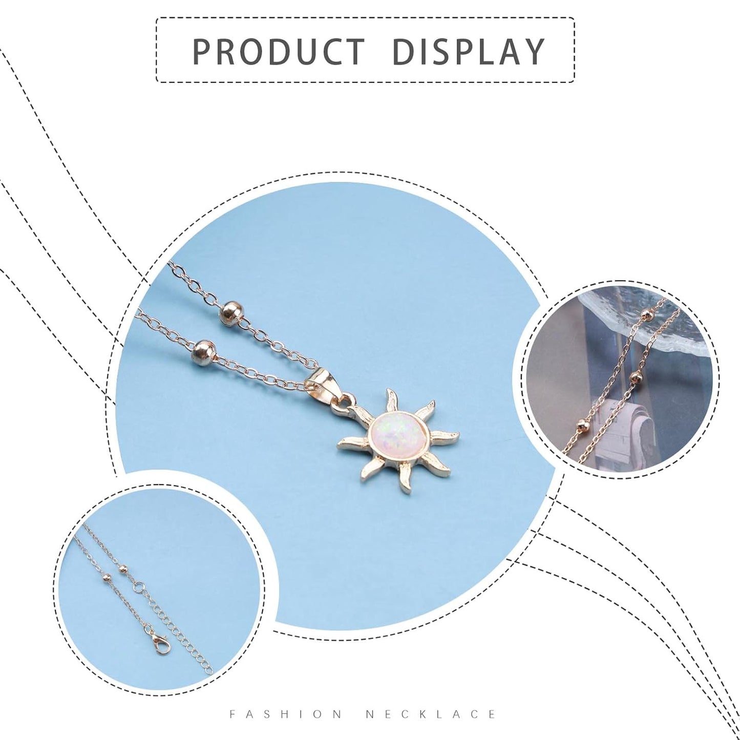 Bohemia Sun Choker Necklace Chain Sunflower Opal Pendant Necklace Gold Satellite Necklace Minimalist Sunflower Necklace Chain Jewelry for Women and Girls