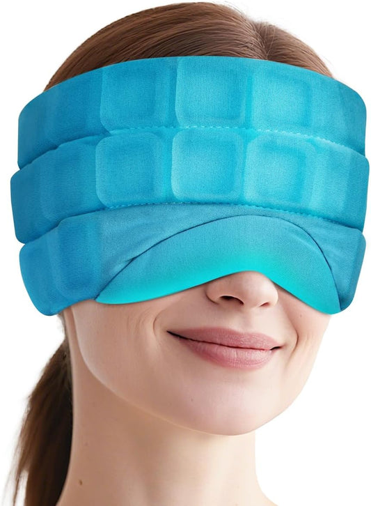 Head Ice Pack for Migraine Relief, 2 Hours Long Lasting Cold Therapy Flexible Cold Pack Head Ice Wrap Cooling Mask for Headache, Sinus Pain, Tension, Stress, Puffy Eyes