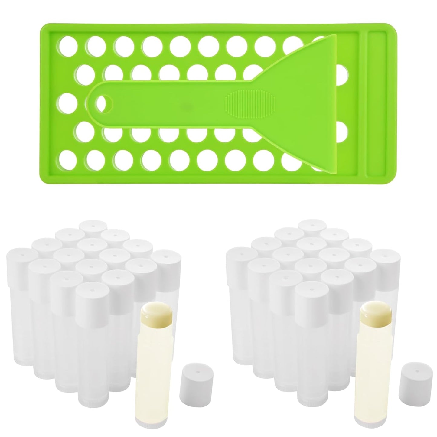 100Pcs Lip Balm Tubes 5g/5ml Empty Chapstick Tubes with Filling Tray And Spatula, Lipsticks Filling Tubes Plastic DIY Lip Balm Kit Clear Lip Balm Containers with Caps for Women Girl DIY Make Up Gift
