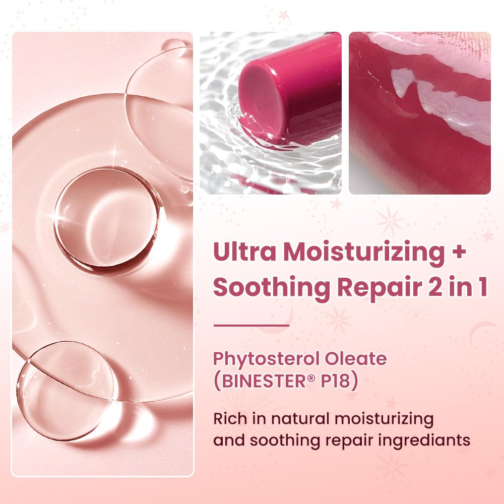 CATKIN Glossy Lip Balm Ultra Hydating Glow Lip Tinted Jelly Plump Melting Balm Shea Butter Repair Soothing For Dry Lips Dewy Finished 0.12 oz 2pcs Set 04