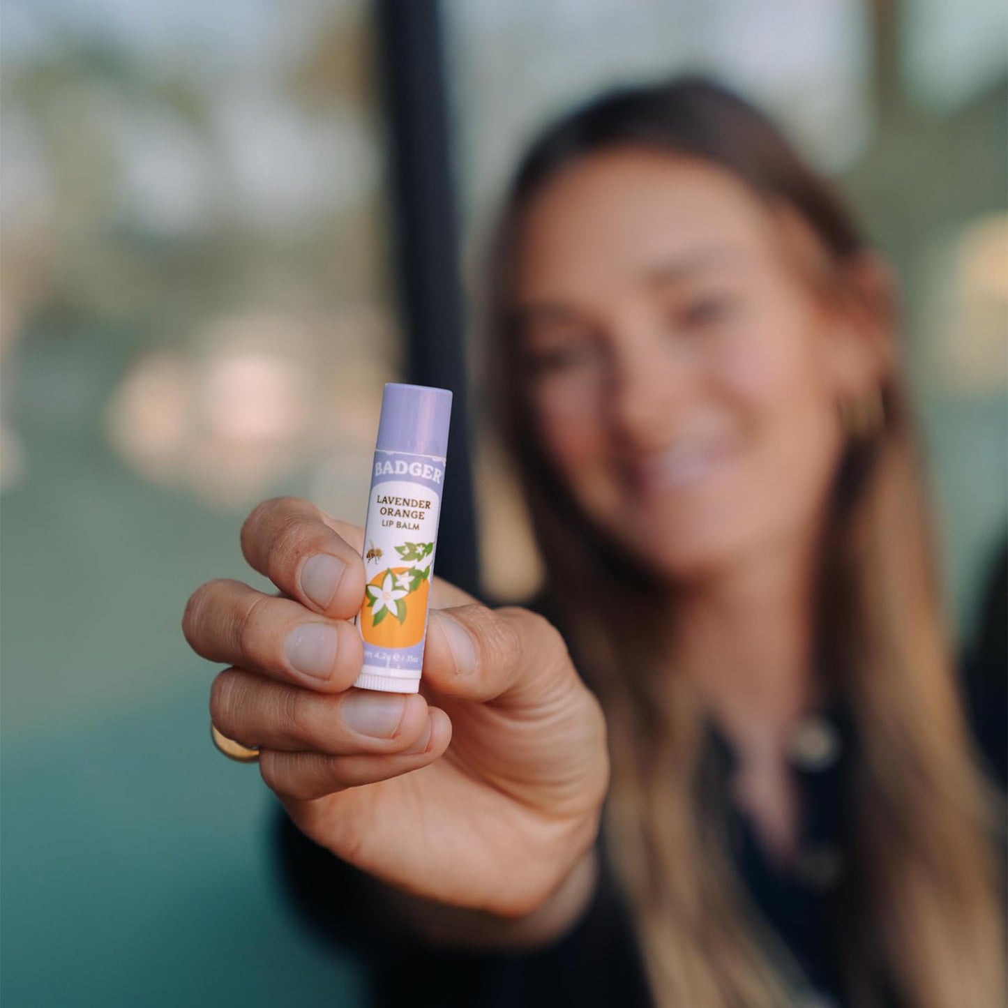 Badger Lavender Orange Classic Lip Balm, 100% Organic Balm, Long Lasting Lip Care w/Light Silky Texture, Uplifting Orange & Calming Lavender Lip Balm, 4 Pack