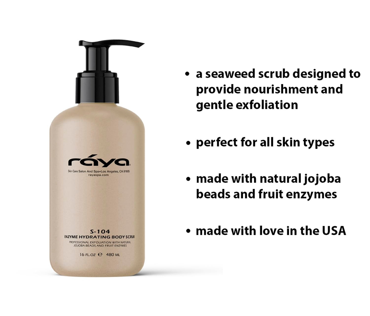 RAYA Enzyme Hydrating Body Scrub 16 oz Pineapple Scent (S-104) | Gentle and Exfoliating Body Scrub | Made with Seaweed, Jojoba Beads, and Fruit Enzymes