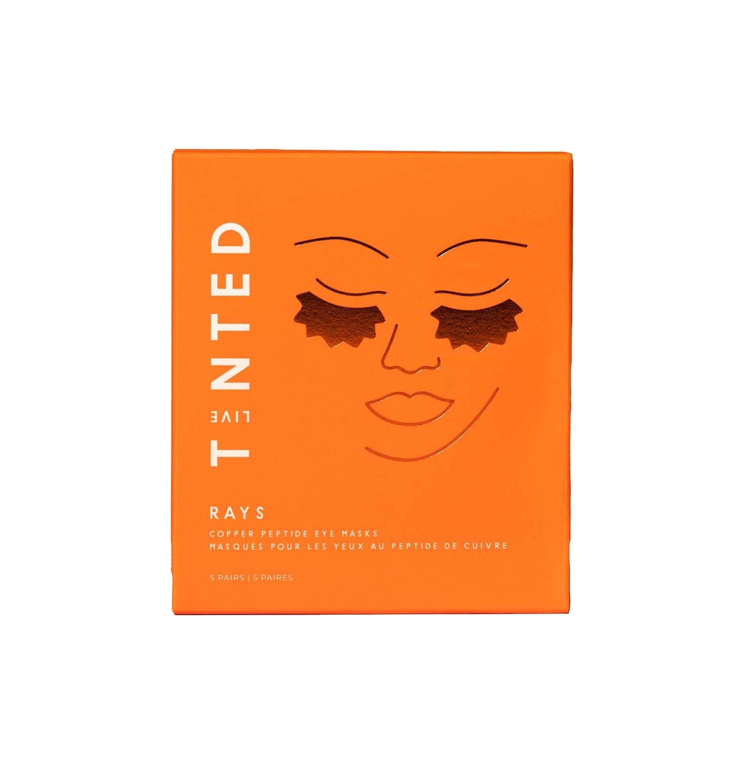 Live Tinted Rays Copper Peptide Eye Masks - Cooling, Brightening, & Nourishing Under Eye Patches, Reduces Fine Lines, & Hydrates with Copper Peptides, Banana Extract, & Bakuchiol - 5 Pairs