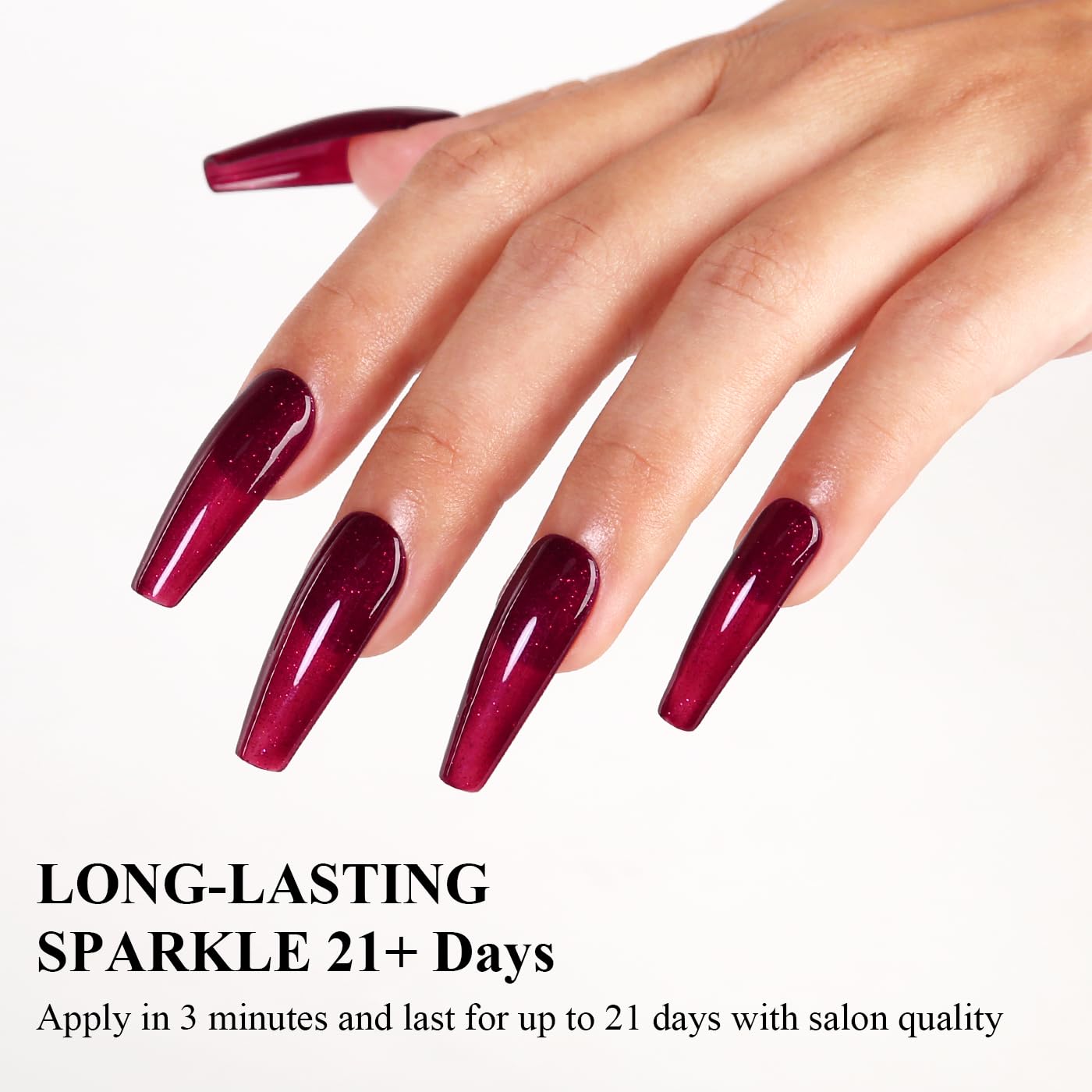 Imtiti Glitter Gel Nail Polish, Burgundy Red Iridescent Glitter Gel Polish Cherry Red Diamond Shimmer Sparkle Soak Off UV LED Nail Gel Polish Autumn Winter Gel Polish Manicure Gel Nail Kit 10ML