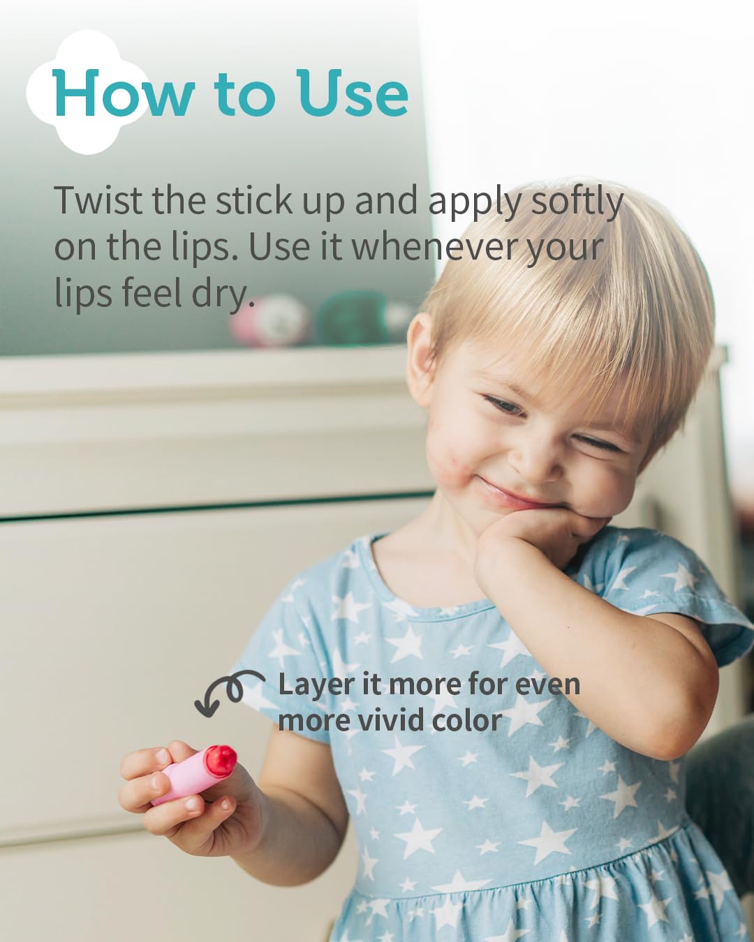 Kids' Color Lip Balm - Korean Kids Red Tint Lip Balm for Chapped and Cracked Lips with Natural Pigments - Hydrating Lips with Plant Oils and Shea Butter - Allergen Free Scent, 0.1 oz.