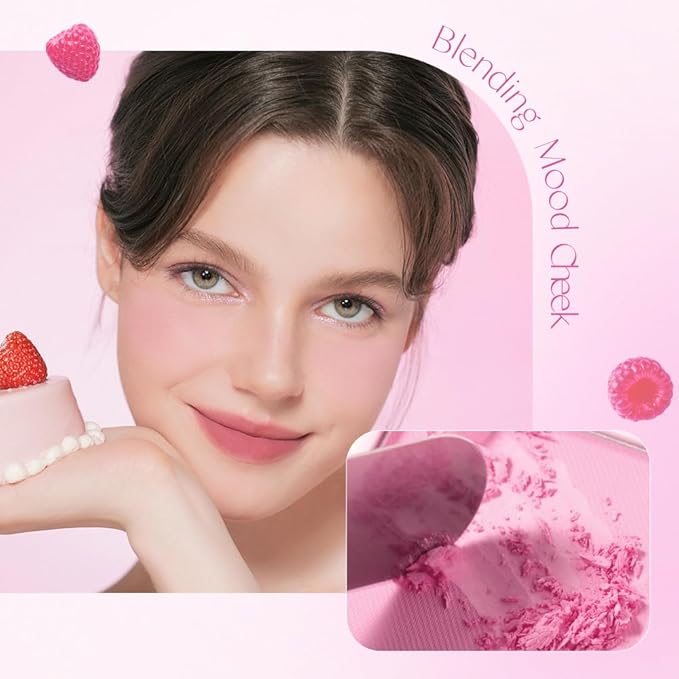 Dasique Blending Mood Cheek Special Edition #06 Berry Smoothie with FREE Juicy Dewy Tint Mini #06 Rose Apple | 4 Blendable Shades in Lightweight Smooth Powder | Korean Makeup