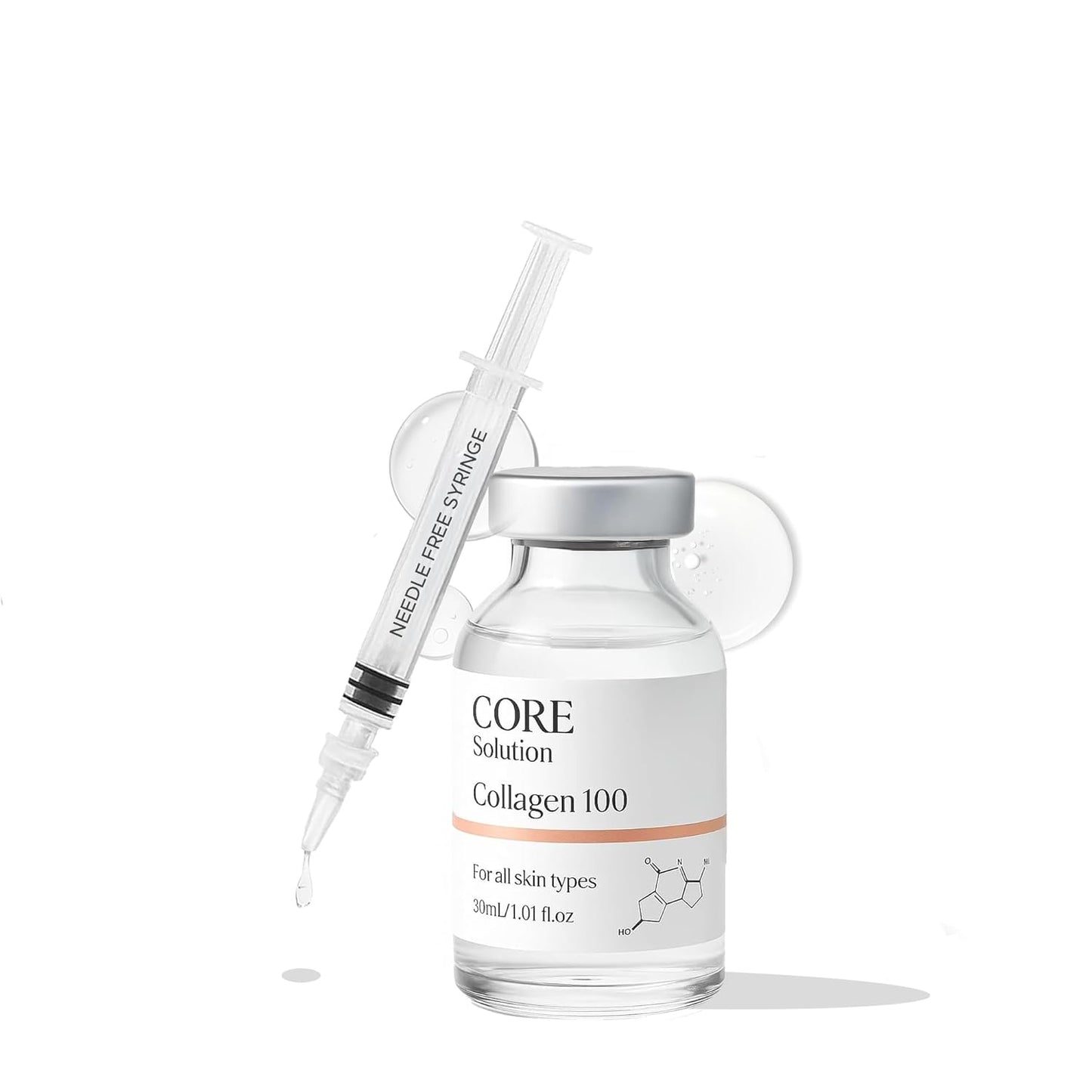 Collagen 100 Ampoule – Skin Elasticity & Anti-Aging Serum for Fine Lines and Wrinkles – 30mL + Needleless Syringe