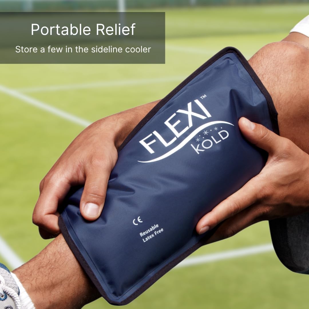 FlexiKold Gel Soft Flexible Ice Packs for Injuries - Reusable Freezer Cold Pack, Cold Compress & Cooling Gel Pad for Face, Shoulder, Hip, Leg, Arm, Ankle & Foot Injury - Medium - 7.5” x 11.5”