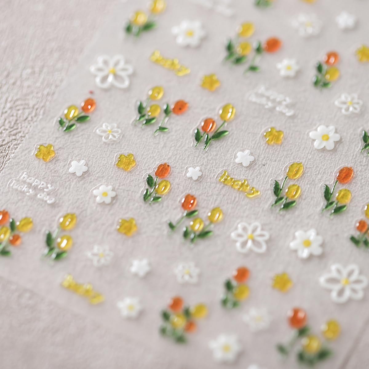 Flower Nail Stickers Floral Nail Art Spring Daisy Nail Decals Cute Jelly Stickers for Nails Designs Self Adhesive Nail Art Supplies & Decorations for Women Girls 1 Sheet