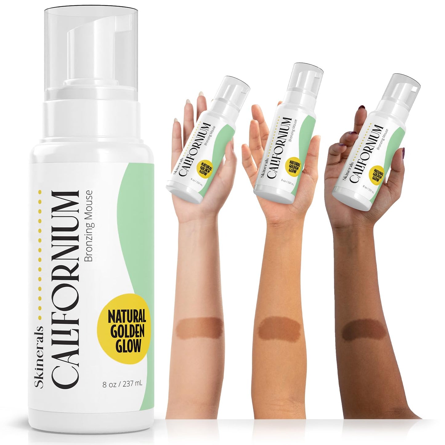 Skinerals Organic Self Tanner Mousse, Sunless Tanning Foam for Face & Body, Streak-Free, Quick-Drying, Long-Lasting Self Tan, 8 Oz, Californium