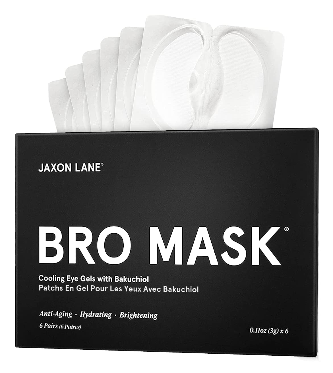 BRO MASK Under Eye Gel Pads: Cooling Eye Patches for Dark Circles and Puffiness | Anti Aging Hydrogel Eye Patch Set w/ Bakuchiol, Green Tea, Hyaluronic Acid, Caffeine, Niacinamide/Vitamin B3 -6 Pairs