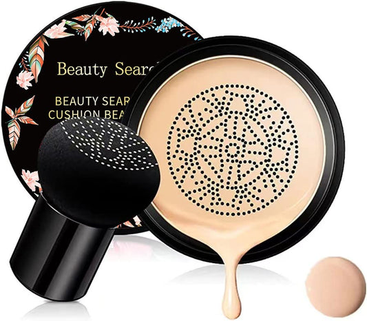 Beauty Glazed Mushroom Head Air Cushion CC Cream Foundation Cover Concealer Makeup Moisturizing Brightening Pigment Liquid Foundation, Even Skin Tone Makeup Base BB # 02 Naturel