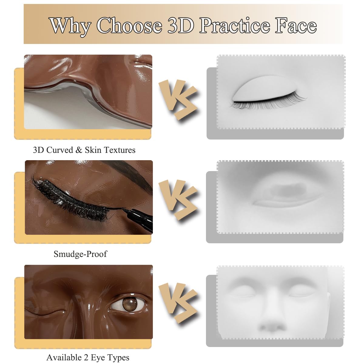 Makeup Practice Face Kit, Makeup Mannequin Face with Makeup Practice Face Board, 3D Reusable Practice Eye Makeup Face Eyeshadow Mannequin for Professional Makeup Artist and Beginner to Practice Makeup