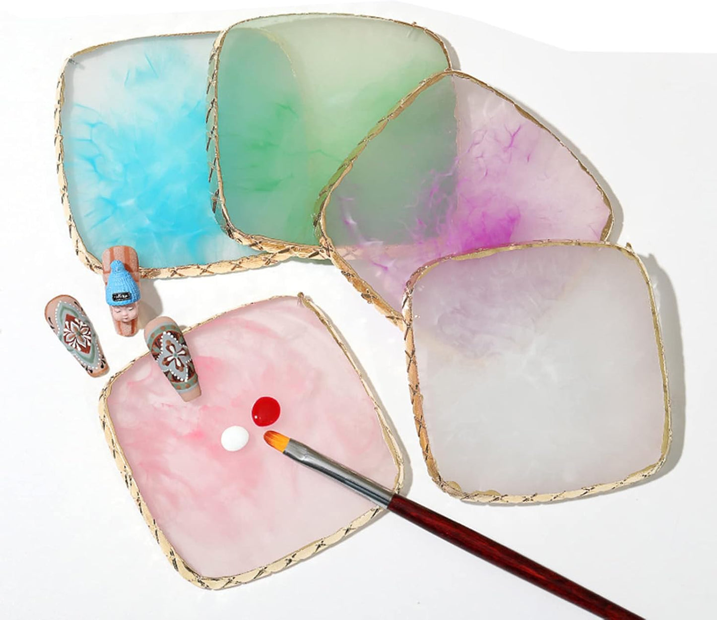 1 Piece Nail Art Palette Nail Polish Palette Mixing Palette Makeup Plate Nail Plates for Nail Art Nail Tip Holder Nail Art Display (Grey Square)