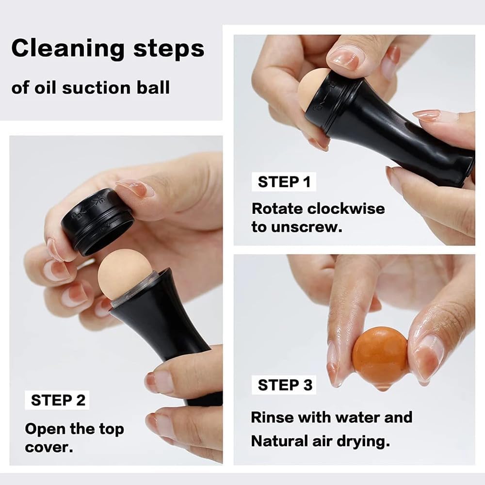 Oil-Absorbing Volcanic Face Roller set with blotting paper and 2PC Replaceable Volcanic Balls,Reusable Portable Oily Skin Control Roller, Instant Results Remove Excess Shine Rolling (White Set)