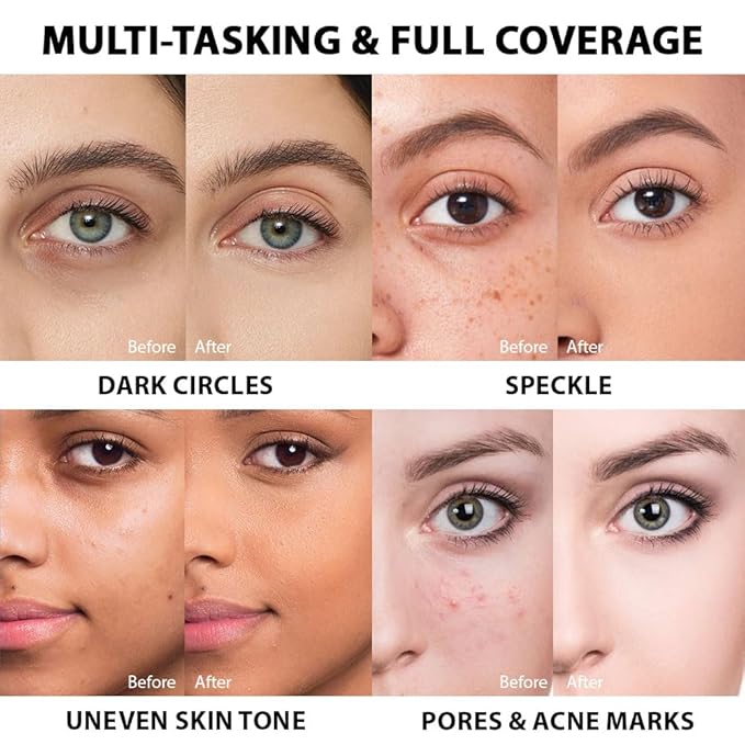 Pro Under Eye Full Coverage Liquid Concealer to Cover Dark Circles, Scars, Redness, Spots, Fine Lines, Corrector Anti-Aging Natural Finish, Moistening Smooth Cream, Waterproof 0.4 fl oz - Tan#