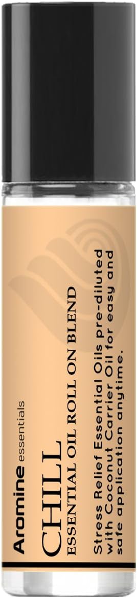 Chill (Stress Reducer and Relaxation) Essential Oil Roll On, Pre-Diluted 10ml (1/3 fl oz) 2 Pack