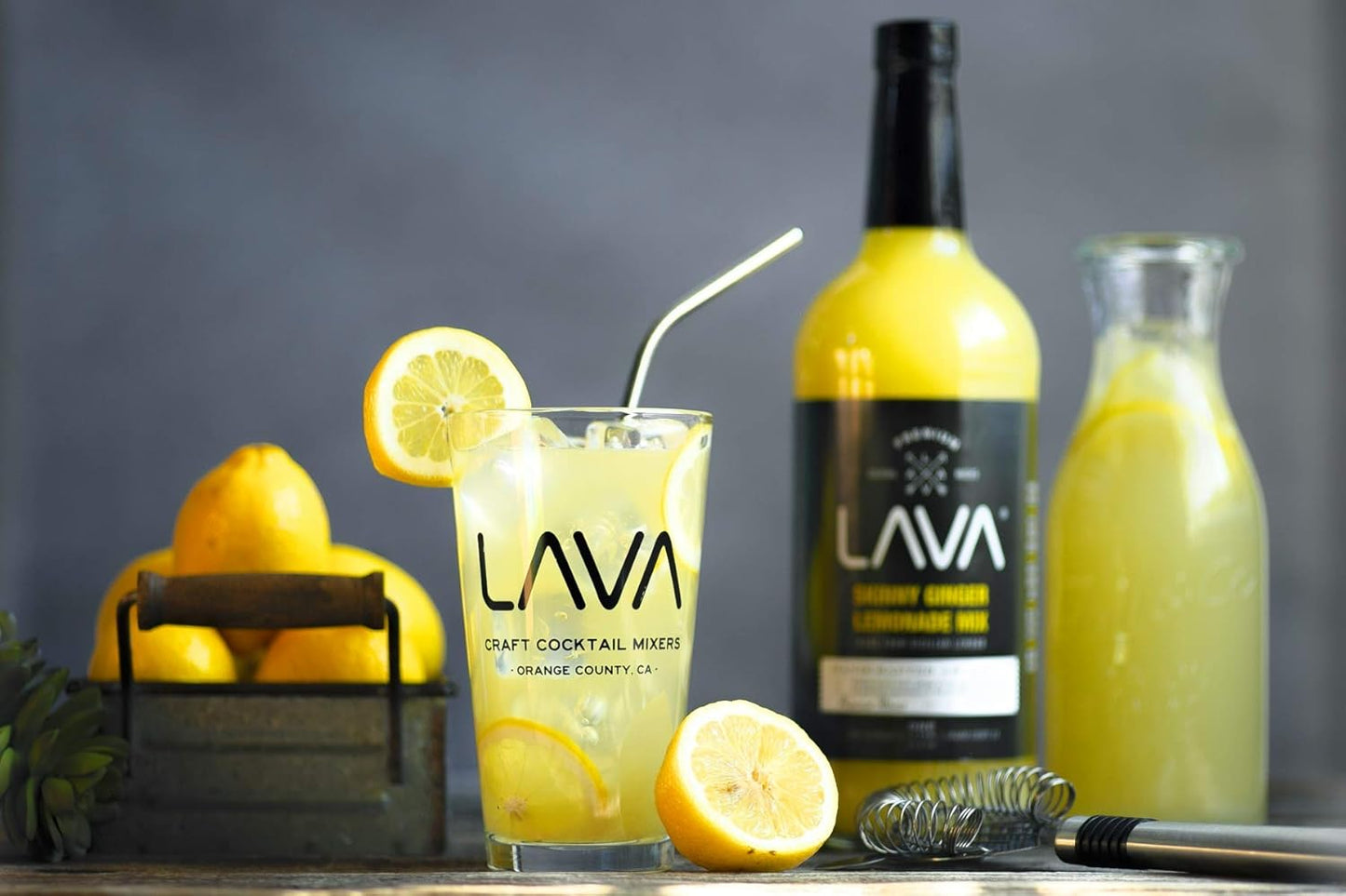 LAVA Premium Skinny Ginger Lemonade Vodka Cocktail Mix made with Sicilian Lemon Juice, Candied Ginger Puree (Skinny Ginger Lemonade Mixer, 1 Bottle (33.8 Ounces))