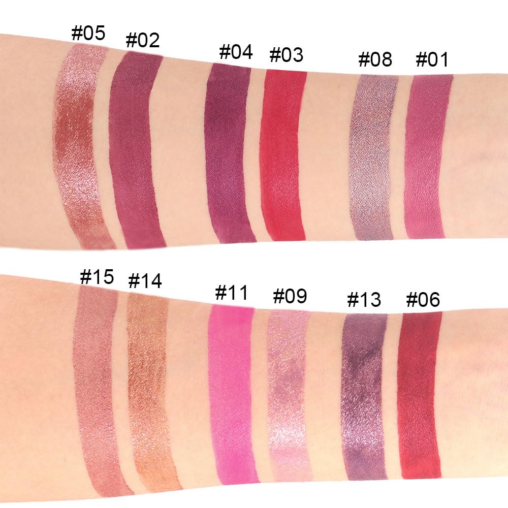 evpct 2Pcs Mauve Red & Bronze Gold Matte to Glitter Liquid Lipstick Long Lasting Lip Set Kit for Women Diamond Shiny Glitter Sparkly Glossy Metallic Shimmer Sparkle Waterproof Lipstick Lip Gloss 02+05