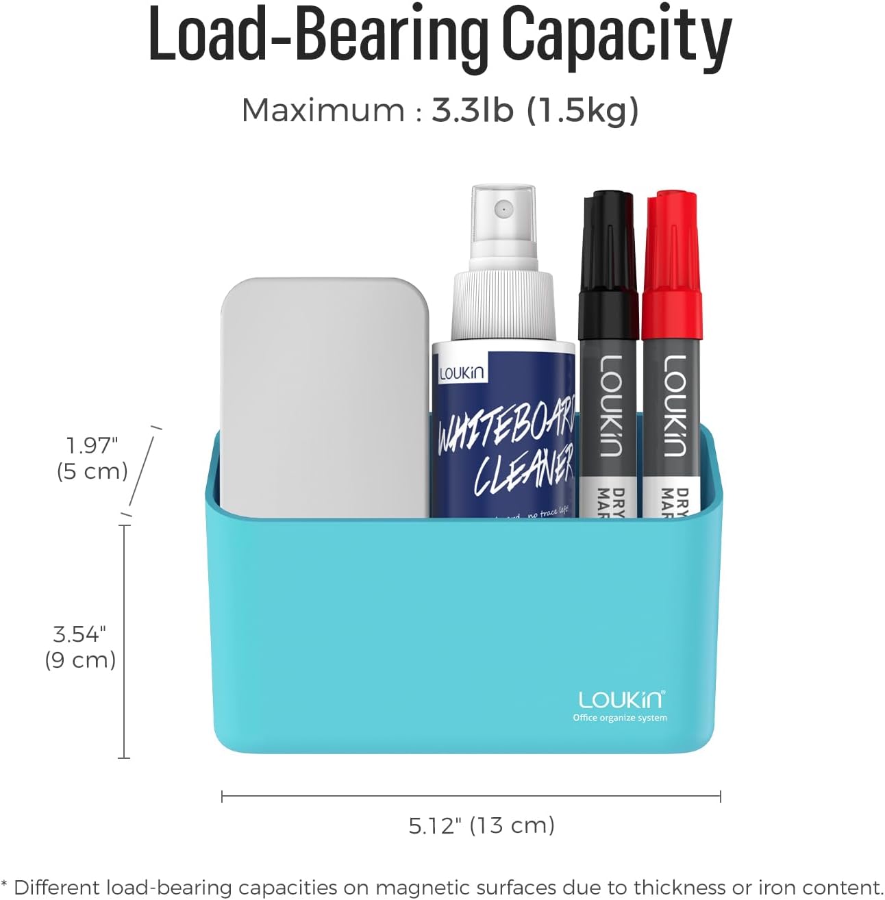 loukin Magnetic Marker & Remote Control Organizer, Dry Erase Marker Holder, Magnetic Storage for Whiteboard or Refrigerators (Sky Blue)