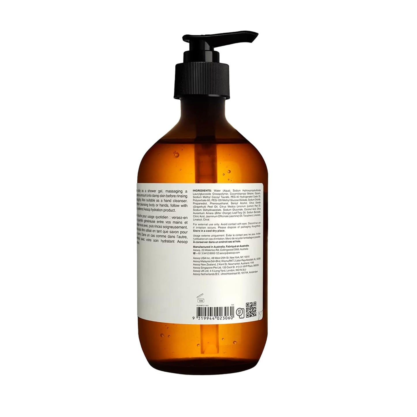 Aesop Citrus Melange Body Cleanser | Gentle Low-Foaming Gel Cleanser For Skin | Citrus Aroma with Botanical Extracts | 16.9 oz / 500 mL