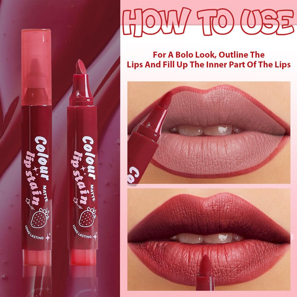 Lip Stain, Waterproof lip tint, Matte Color Look, Longlasting All Day Wear Lip Color, Smudge Proof Natural Finish, Precise Chisel Tip Marker,non sticky lip gloss,kiss proof lip color 06#