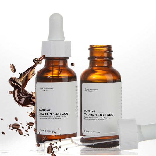Caffeine Solution 5% + EGCG, Caffeine Eye Serum For Face, 30 ML/ 2 PCS Moisturizing Under Eye Solution For Reduces Dark Circles & Puffiness.