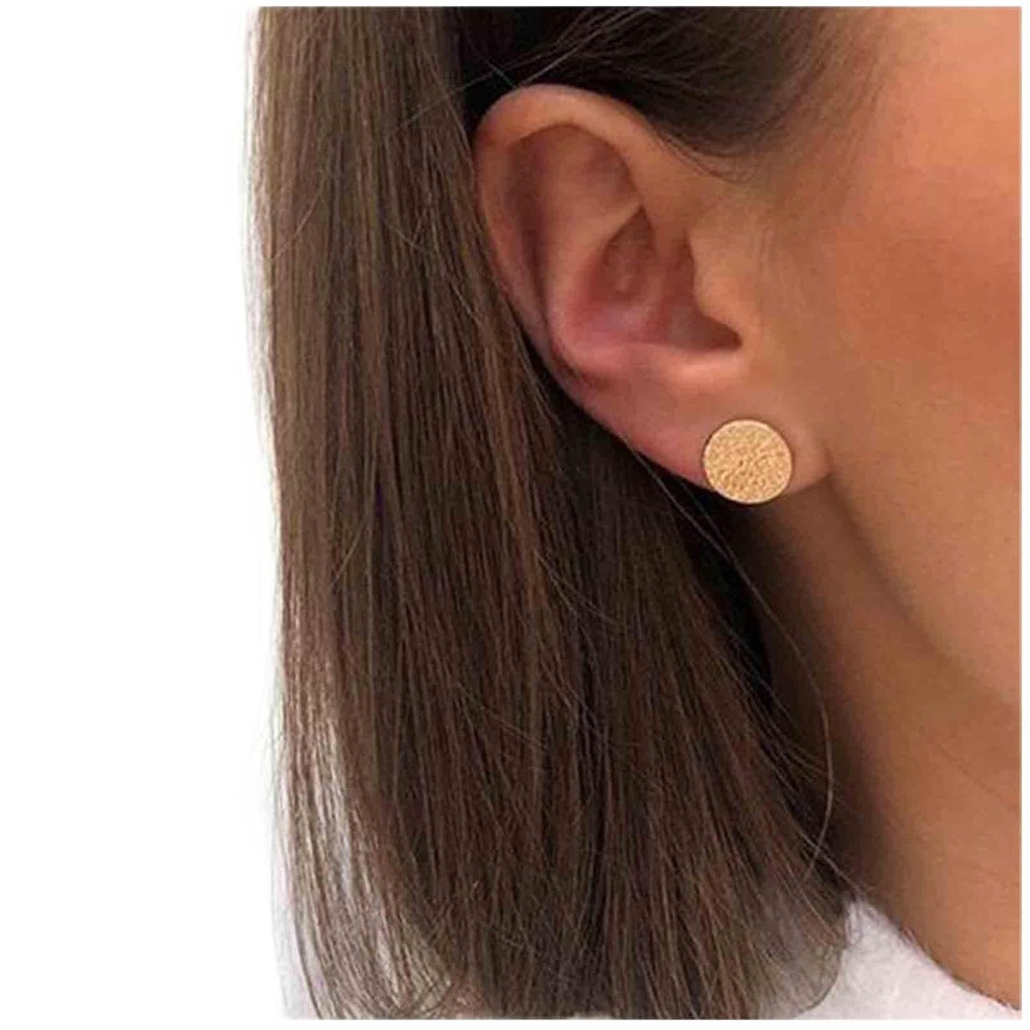 Boho Disc Coin Studs Earrings Gold Hammered Coin Earrings Tiny Circle Earrings Studs Minimalist Geometric Earrings for Women and Girls Gifts