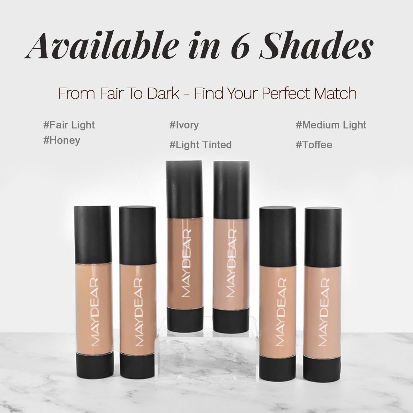 Maydear Tinted Moisturizer for Face, Matte Finish, Hydrating, Light Coverage Facial Makeup, Evens Skin Tone, Ultra-Lightweight, TM06 Honey, 1.7 oz(50ml)