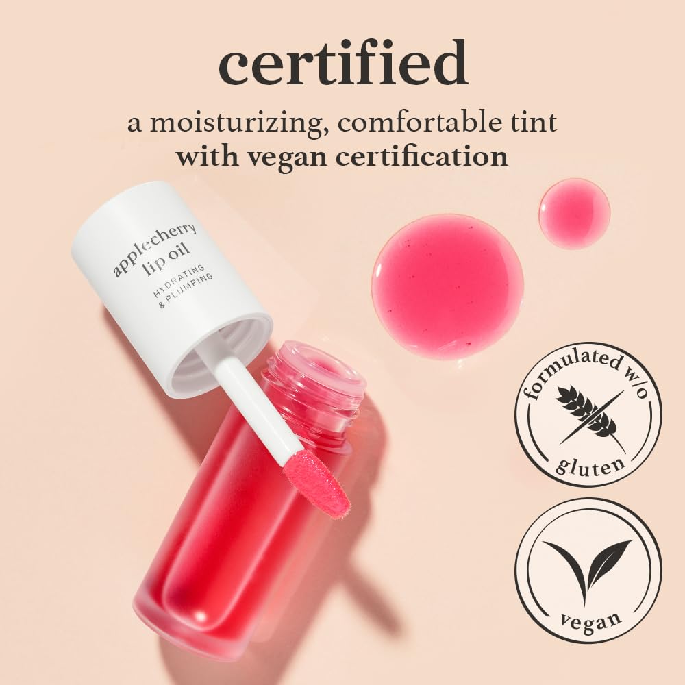NOONI Korean Lip Oil - Applecherry | Long-Lasting, Moisturizing, Plumping, Revitalizing for Dry Lips, Waterproof, No Peel Off, Hydrating, Nourishing Crystal Clear, 0.12 FL Oz