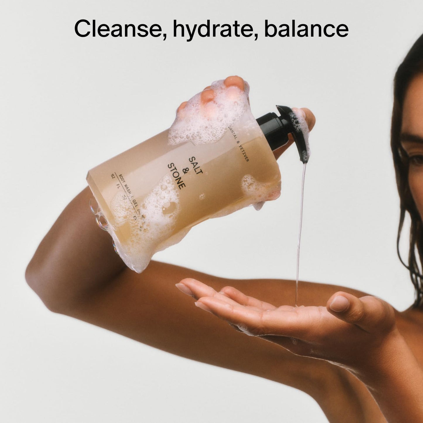 Salt & Stone Body Wash with Antioxidants for Deep Moisture | For Women & Men, Sulfate, Paraben, & Dye Free, Leaving Skin Soft and Hydrated | Saffron & Cedar 32 fl oz