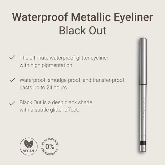 Hypoallergenic Waterproof Eyeliner - Fragrance Free Metallic Eye liner - Vegan and Cruelty Free Eye Pencil - Eyeliner Pencil for Sensitive Eyes (Black)