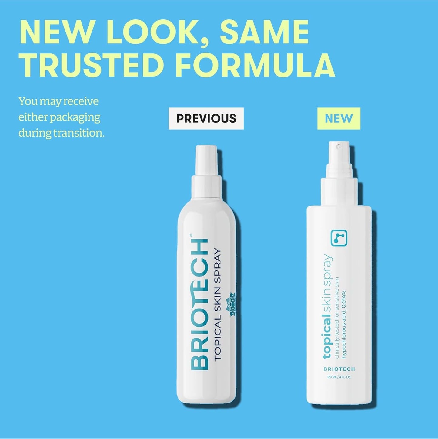 BRIOTECH Topical Skin Spray, Hypochlorous Acid Spray for Sensitive Skin, HOCl Facial Mist, Full Body Support Against Irritation, Calm Redness, Soothe Foot & Scalp, 8 oz (1 Pack)