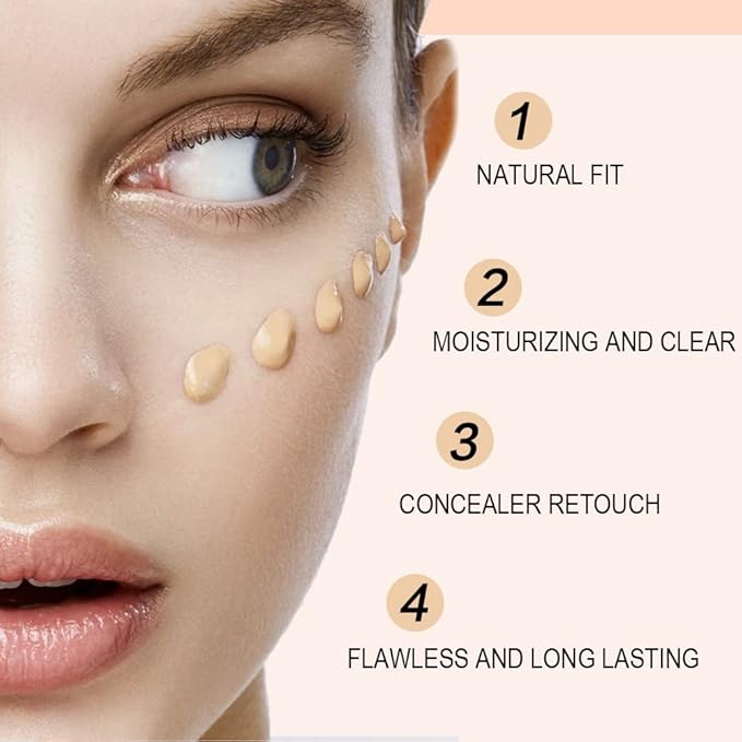 1 Pack Liquid Foundation Cream for Face Makeup,Durable Full Coverage Matte Concealer Make Up,Oil Control & Waterproof Base Primer -1 Fl.Oz-IVORY 6#