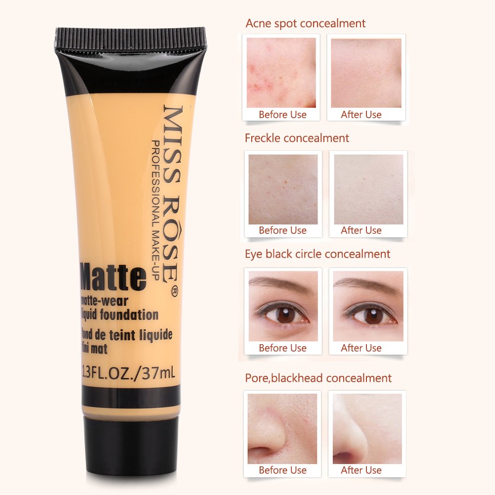 Sonew Smooth Makeup Base Face Liquid, Liquid Makeup Base Coverage for Whitening Moisturizing,Matte Wear Concealer Sun Block Cream 37ml(BEIGE 7)