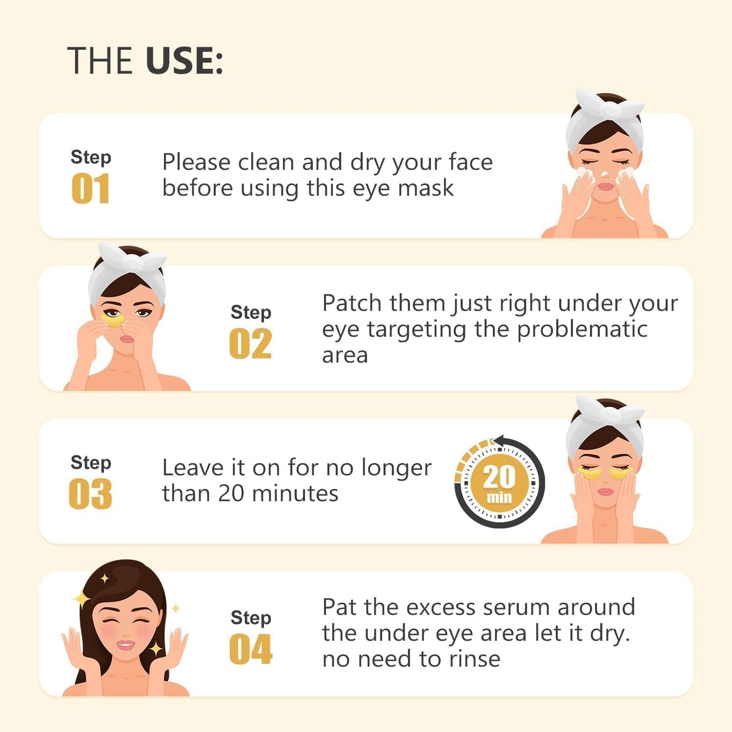 15 Pairs 24K Gold Under Eye Patches Face Masks Dark Circles Puffy Eye Bags Collagen Skincare Spa Trip Eye Mask