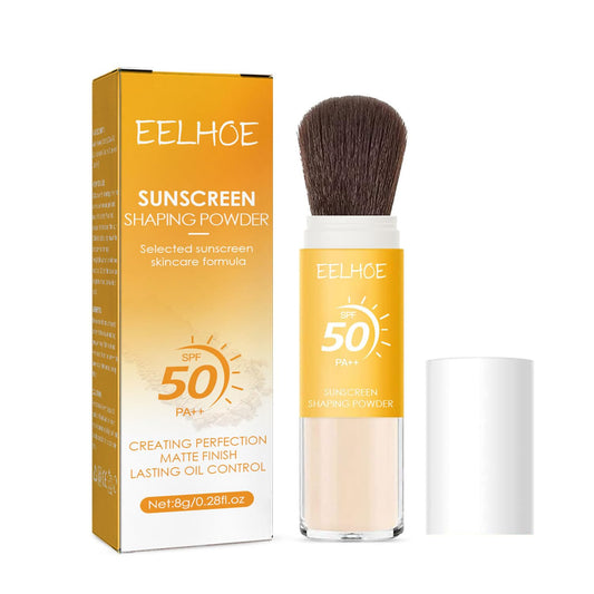 Mineral Sunscreen Setting Powder, Mineral Brush Setting Face Powder Makeup SPF 50 PA++ for All Skin, Oil Control Lightweight Breathable Concealer Brush Powder, Matte Smooth Translucent Face Powder