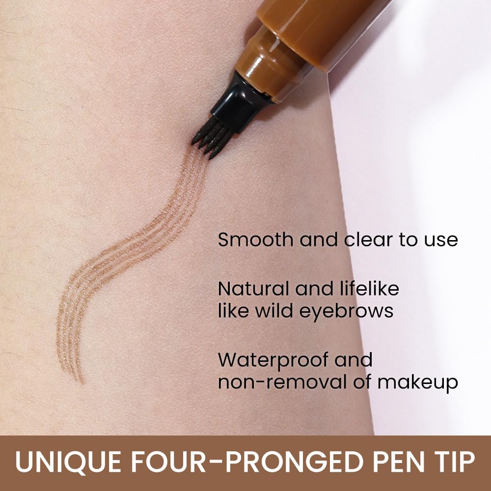 Eyebrow Ink Pencil by Brow Stylist -Micro 4 Point Brow Pen Lift & Snatch Eyebrow Pen Kits,Long-Lasting Waterproof Natural Eyebrow Hair (B-1Pc 02# Dark brown)