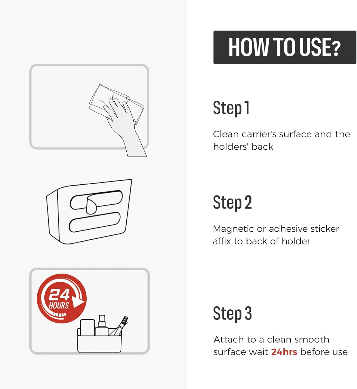 loukin Magnetic Marker Holder, Dry Erase Marker Holder, Remote Control Holder, Magnetic Storage Organizer for Whiteboard or Refrigerators (Black)