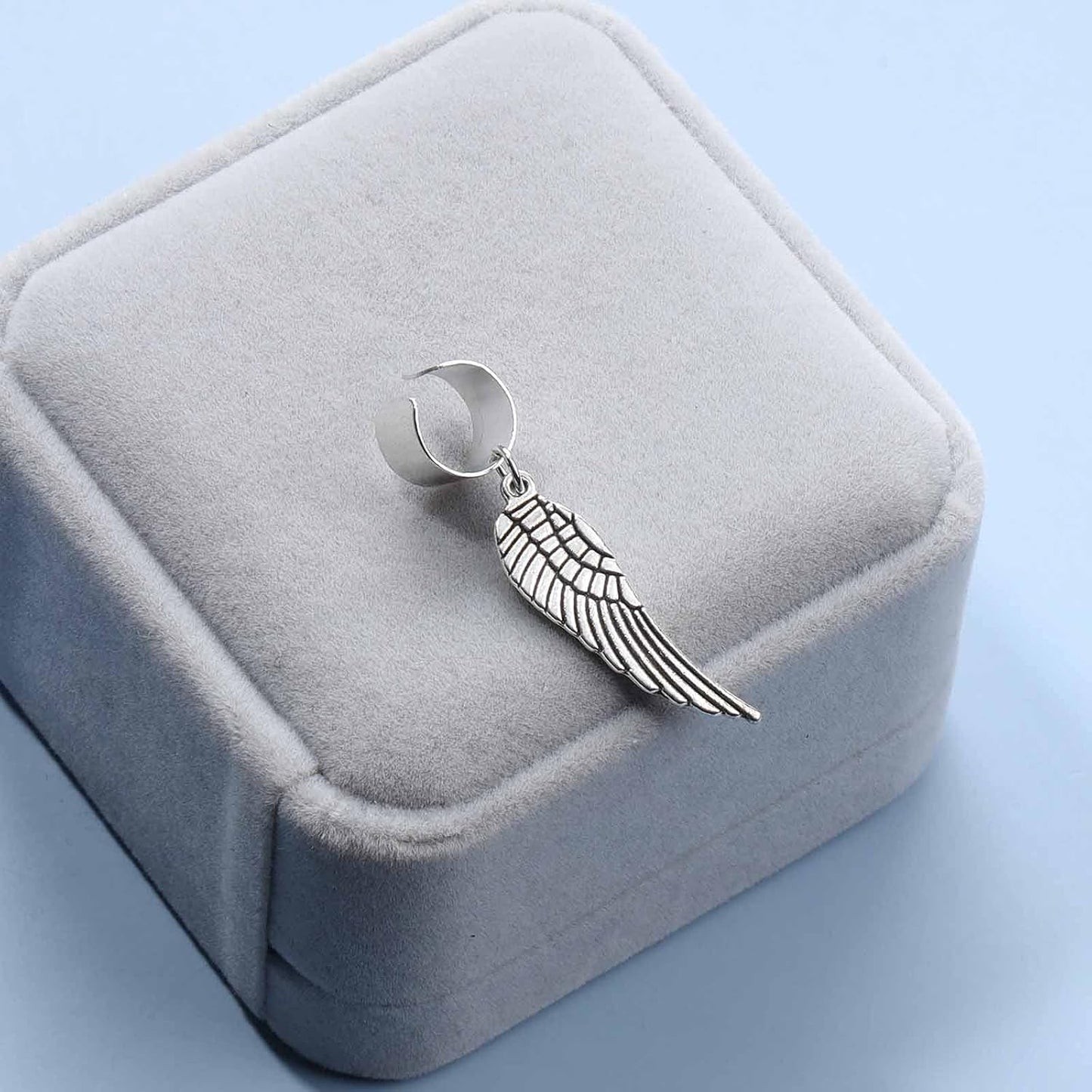 Boho Angel Wing Cuff Earrings Silver Ring Cartilage Earrings with Dangle Wing Ear Cuffs Earrings Clip Wrap Earrings Helix Earrings Jewelry for Women