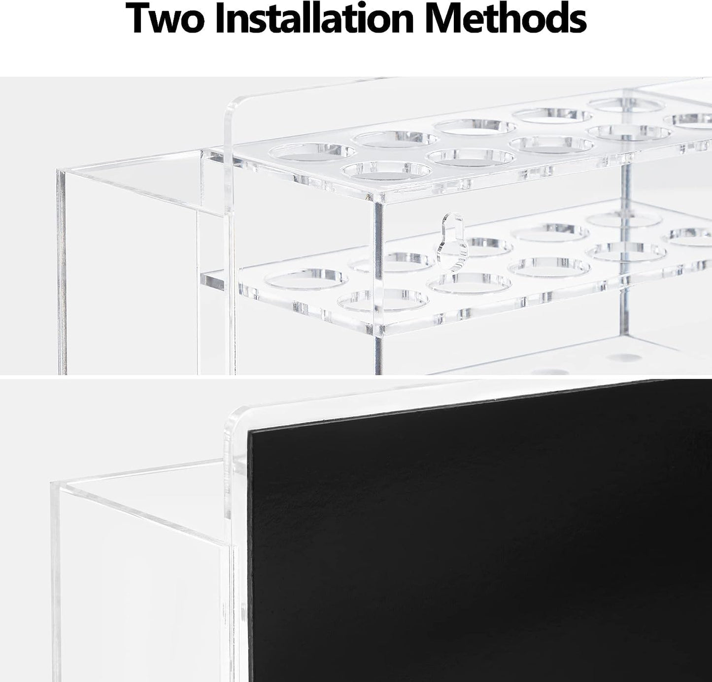 HBlife 2 Pcs Acrylic Magnetic Dry Erase Marker Holder for Whiteboard, Wall Mount 10 Slots Magnet Pen Pencil Holder for Fridge Refrigerator, Locker Organizer Accessories for Classroom Office, Clear