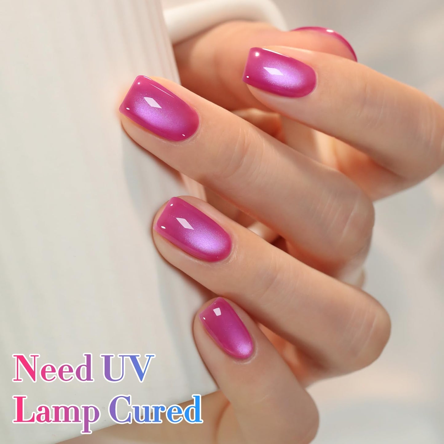 Double Rhythm 0.5 OZ Cat Eye Gel Polish with Magnet 15ML Same Color Same Bottle Holographic Glitter Shimmer Translucent Jelly Color Magnetic Polish (Glass Purple-MC1244)