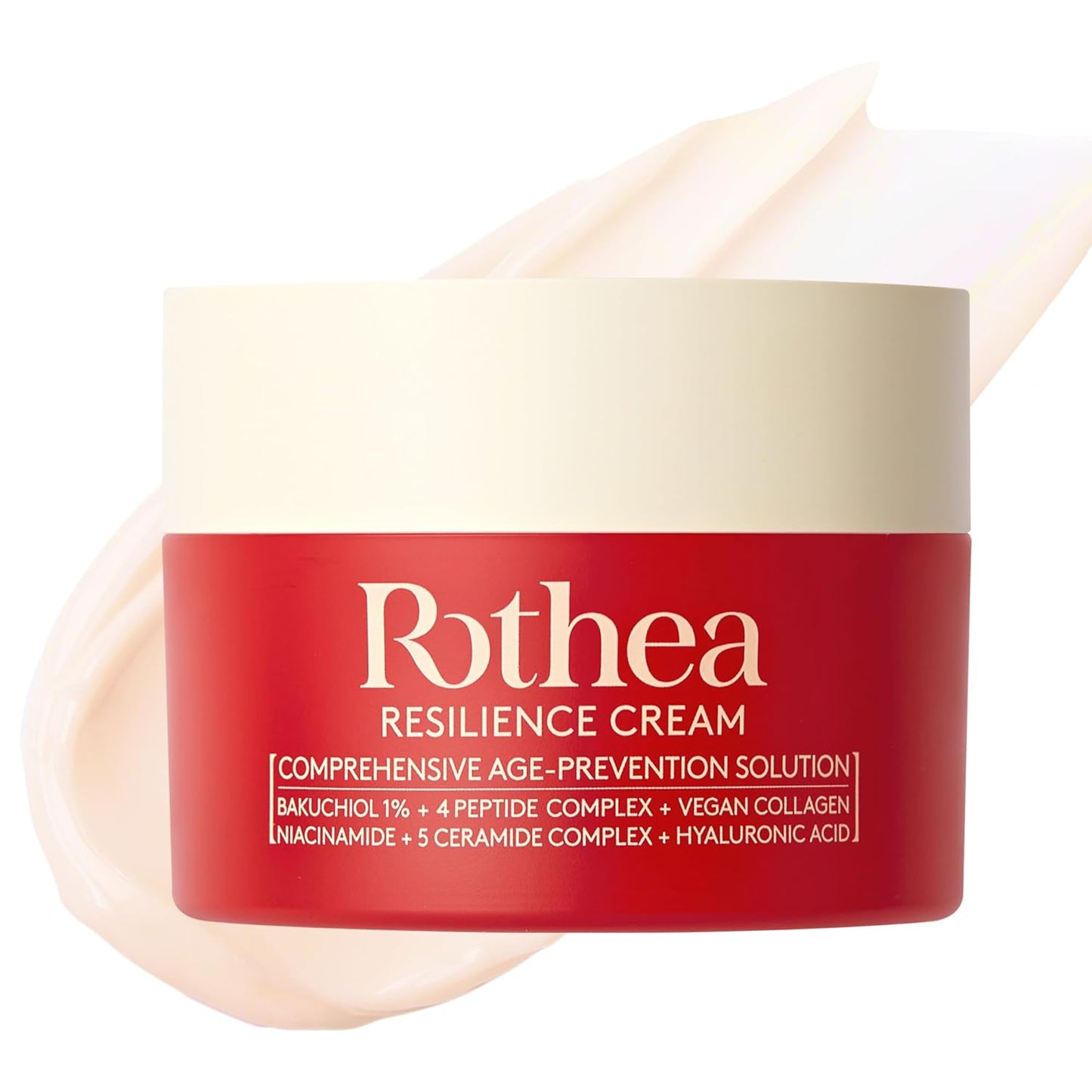 Rothea Resilience Cream, Anti-Aging with Bakuchiol 10,000ppm (Natural Retinol Alternative), Face Moisturizer, Neck Cream with Collagen, Ceramides, Peptides, Niacinamide, Korean Skin Care, 1.7 oz