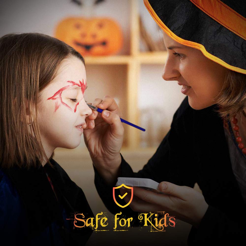 Halloween Makeup Kit, White Black Skeleton Face Paint, Clown Witch Makeup Palette, Vampire Zombie Makeup Kids Adult Special Effects: Fake Blood Scar Wax Tattoos Stencils Crayons Set