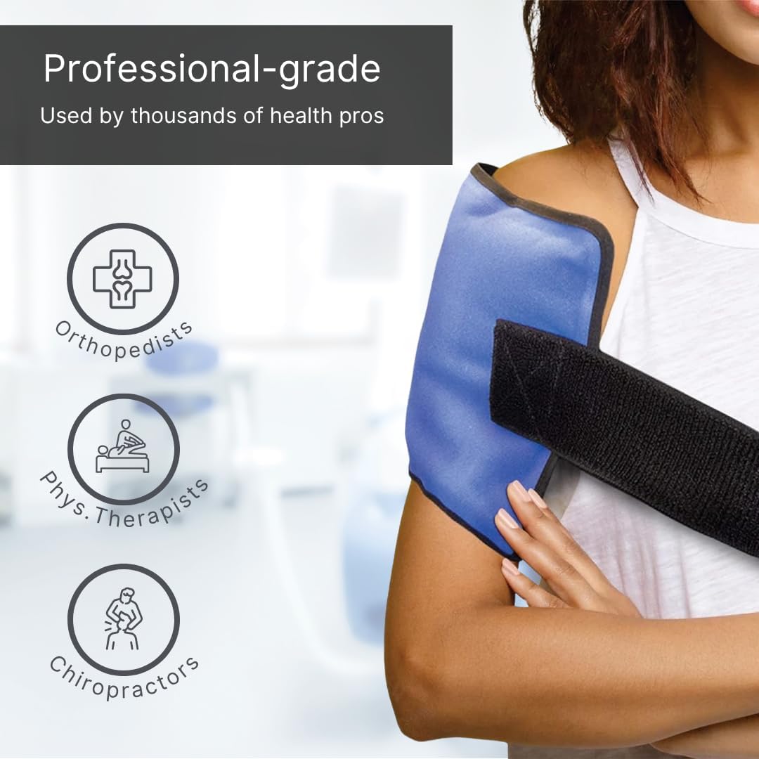 FlexiKold Reusable Gel Ice Pack with Straps – Cold Compress Pack for Injuries – Flexible Medical Ice Wrap for Back, Shoulders, Legs, Knees, Sciatica, Muscle Pain – Half Size