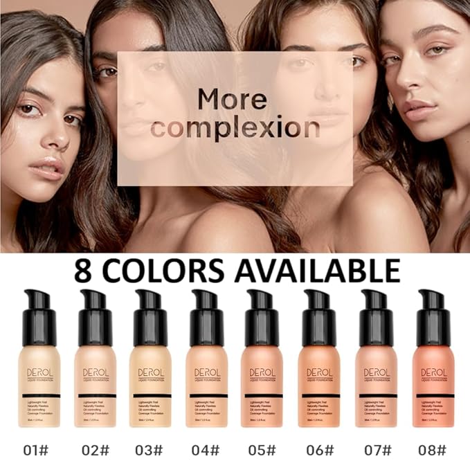 Foundation Full Coverage Liquid Foundation Cream - Lightweight Concealer - Suitable for All Skin Types (ivory white 02)